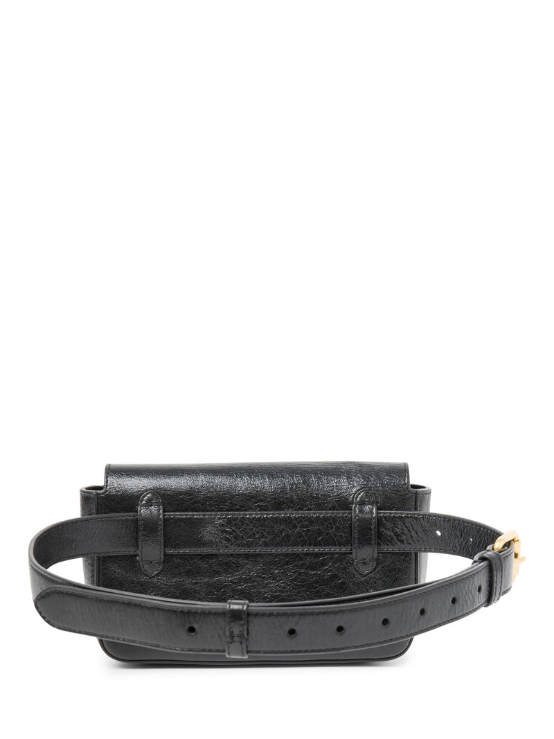 Fendi FF Logo Leather Belt Bag Black Gold-designer resale