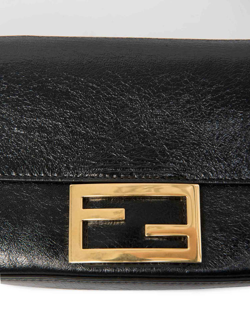 Fendi FF Logo Leather Belt Bag Black Gold-designer resale