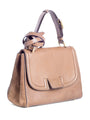 Fendi FF Logo Leather Suede Top Handle Bag Brown