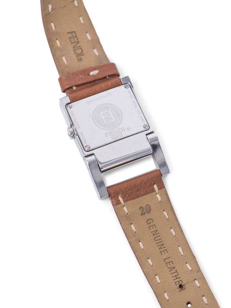 Fendi FF Logo Salleria Leather Watch Brown-designer resale