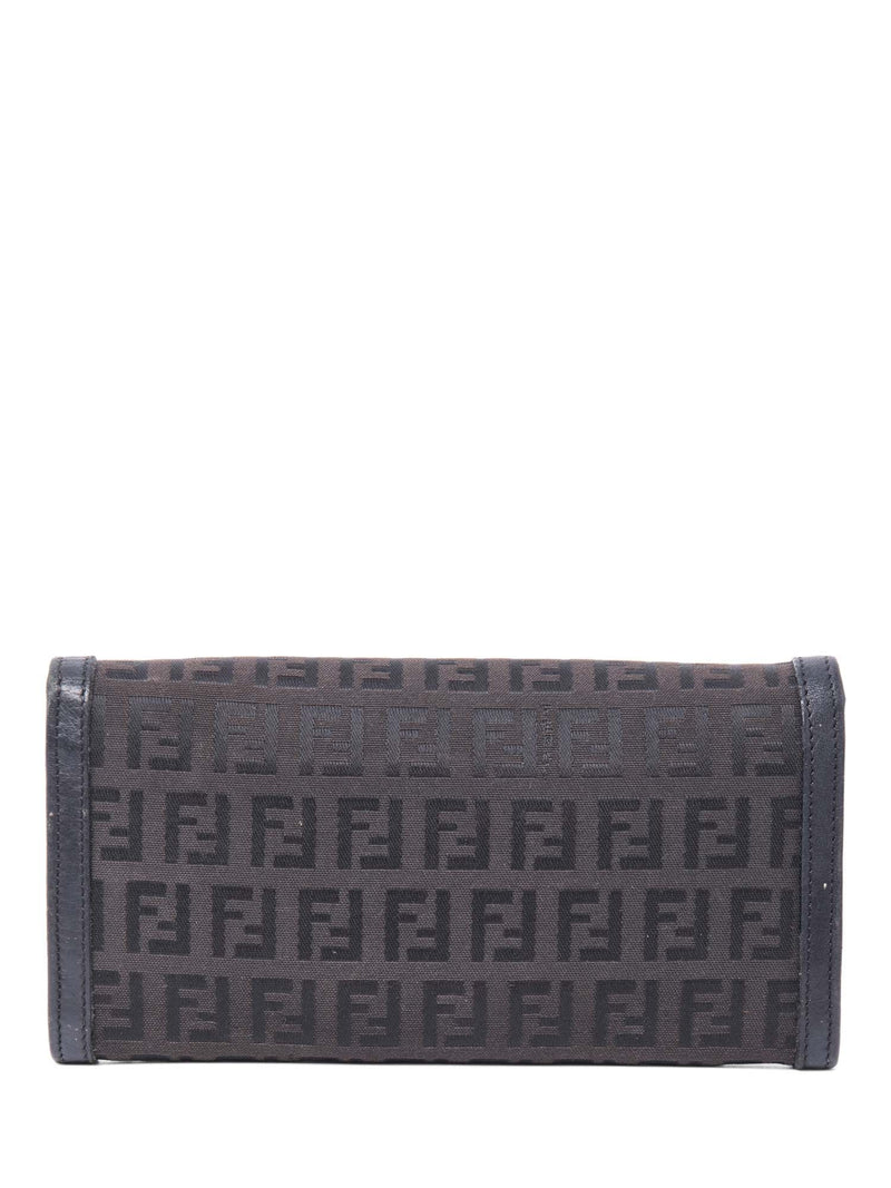 Fendi FF Zucca Flap Wallet Black Silver-designer resale