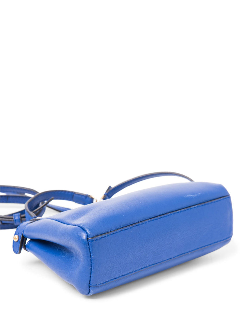 Fendi Leather Micro Peekaboo Messenger Bag Blue-designer resale