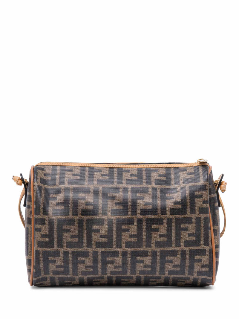 Fendi Zucca Canvas Leather Messenger Bag Brown-designer resale