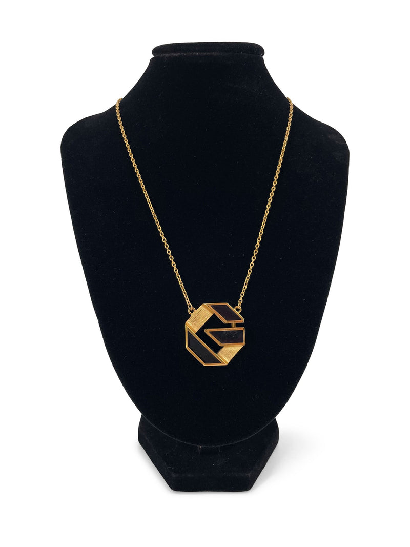 Givenchy G Logo 24K Gold Plated Geometric Pendant Necklace-designer resale