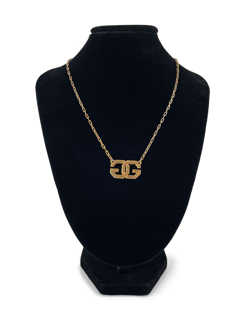 Givenchy GG Logo 24K Gold Plated Pendant Necklace