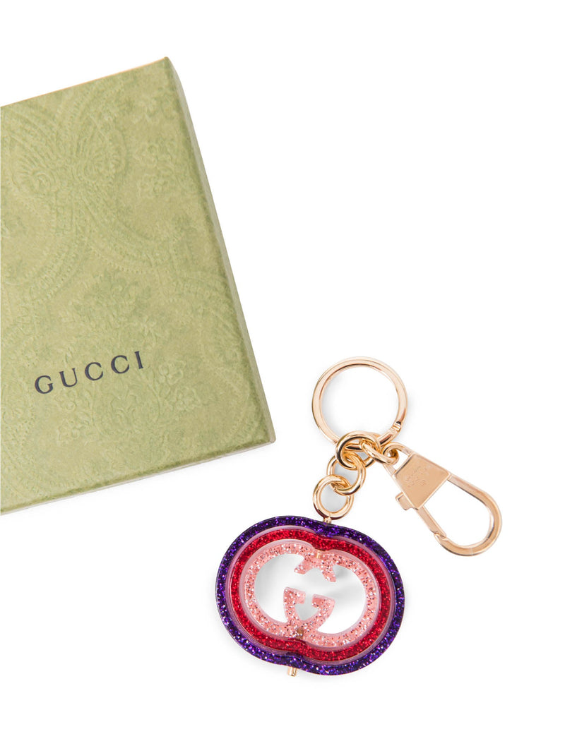 Gucci GG Interlocking Glitter Bag Charm Gold Multicolor-designer resale