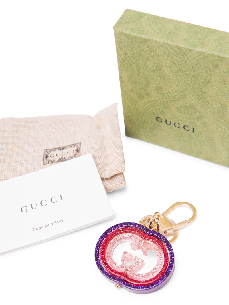 Gucci GG Interlocking Glitter Bag Charm Gold Multicolor-designer resale