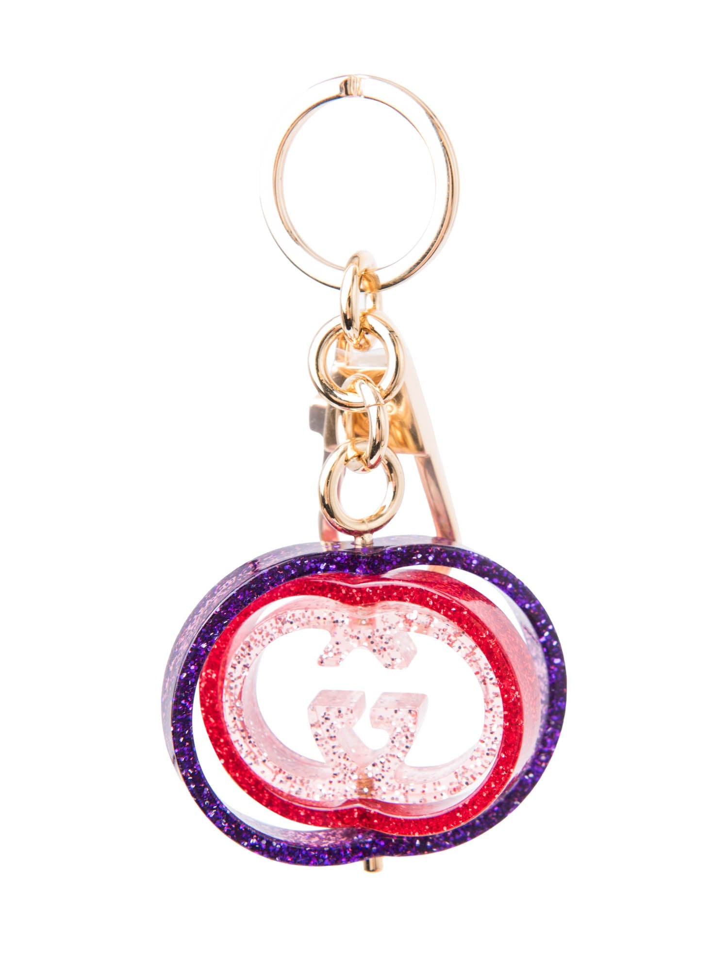 Gucci GG Interlocking Glitter Bag Charm Gold Multicolor-designer resale