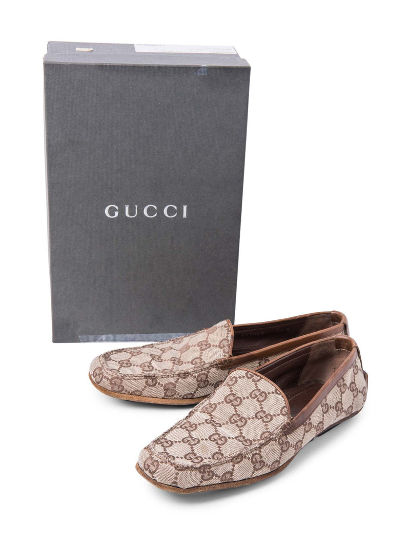 Gucci GG Logo Canvas Loafers Brown-designer resale