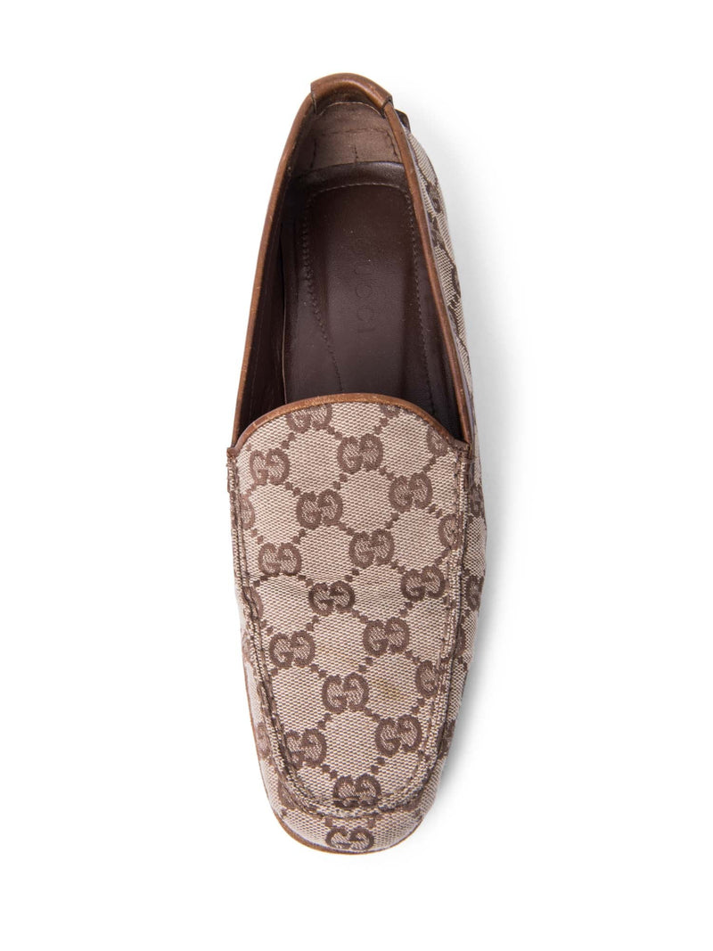 Gucci GG Logo Canvas Loafers Brown-designer resale