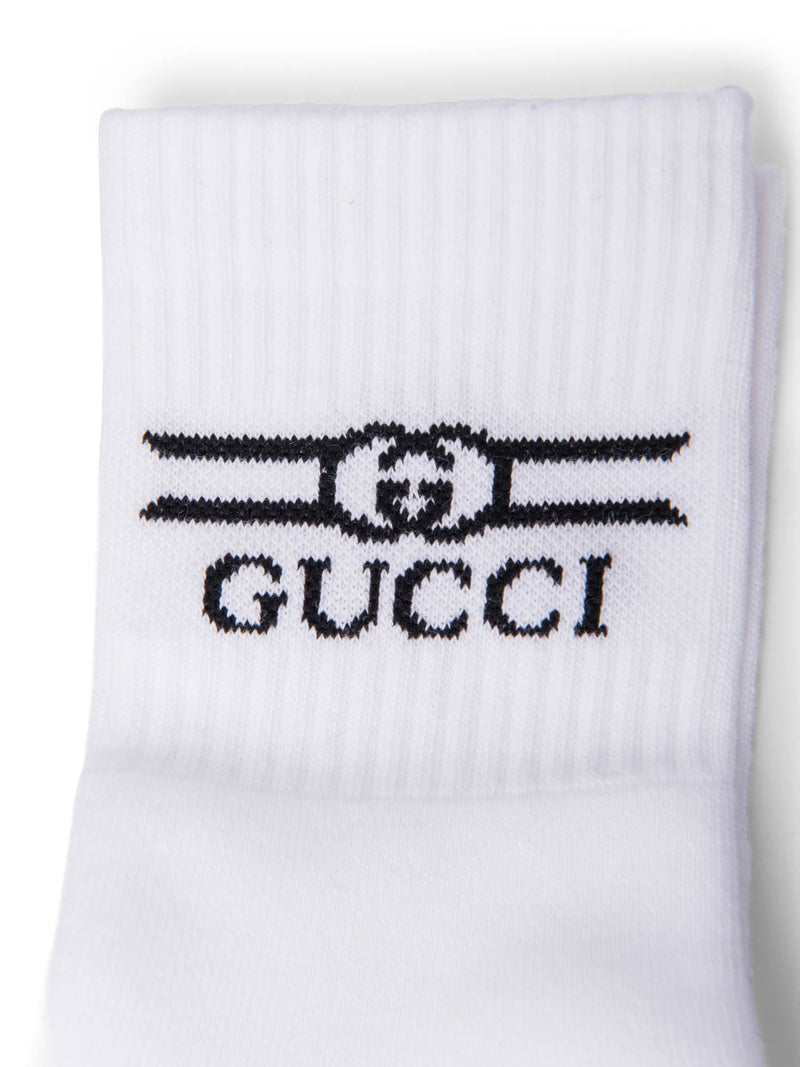 Gucci GG Logo Cotton Knit Socks White-designer resale