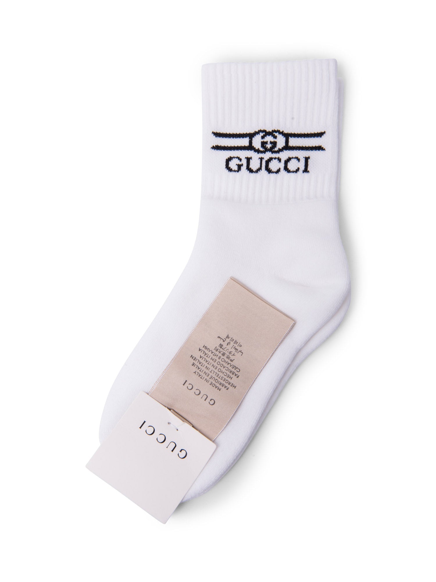 Gucci GG Logo Cotton Knit Socks White-designer resale