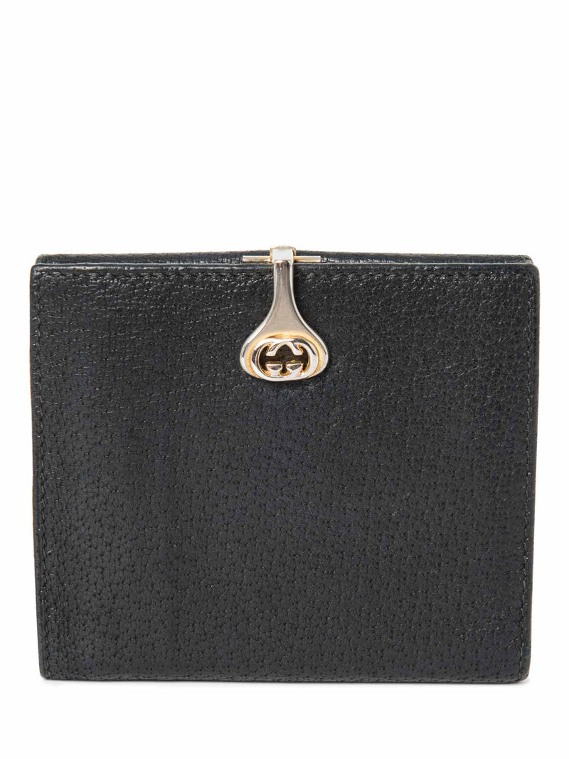 Gucci GG Logo Leather Compact Wallet Black-designer resale