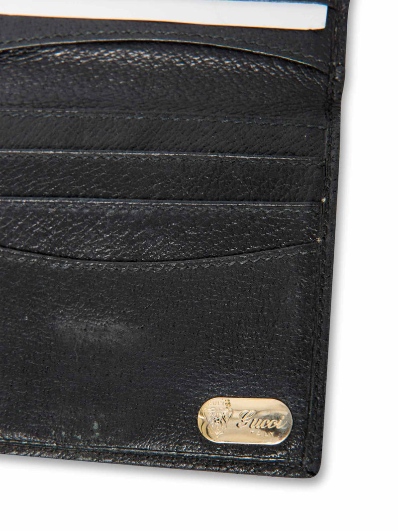 Gucci GG Logo Leather Compact Wallet Black-designer resale