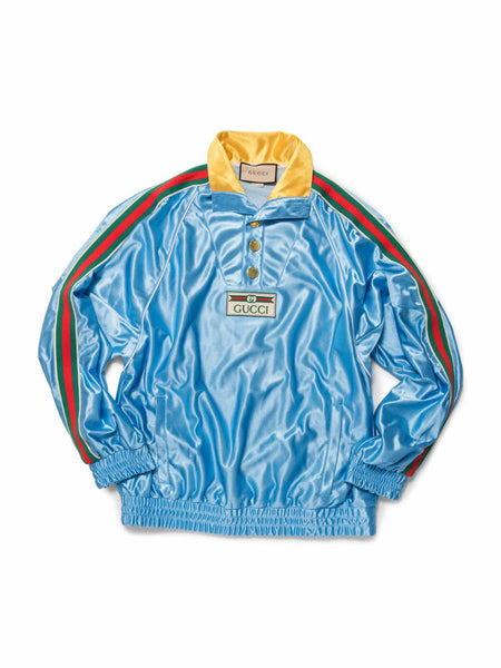 Gucci GG Logo Web Unisex Tracksuit Jacket Blue Multicolor