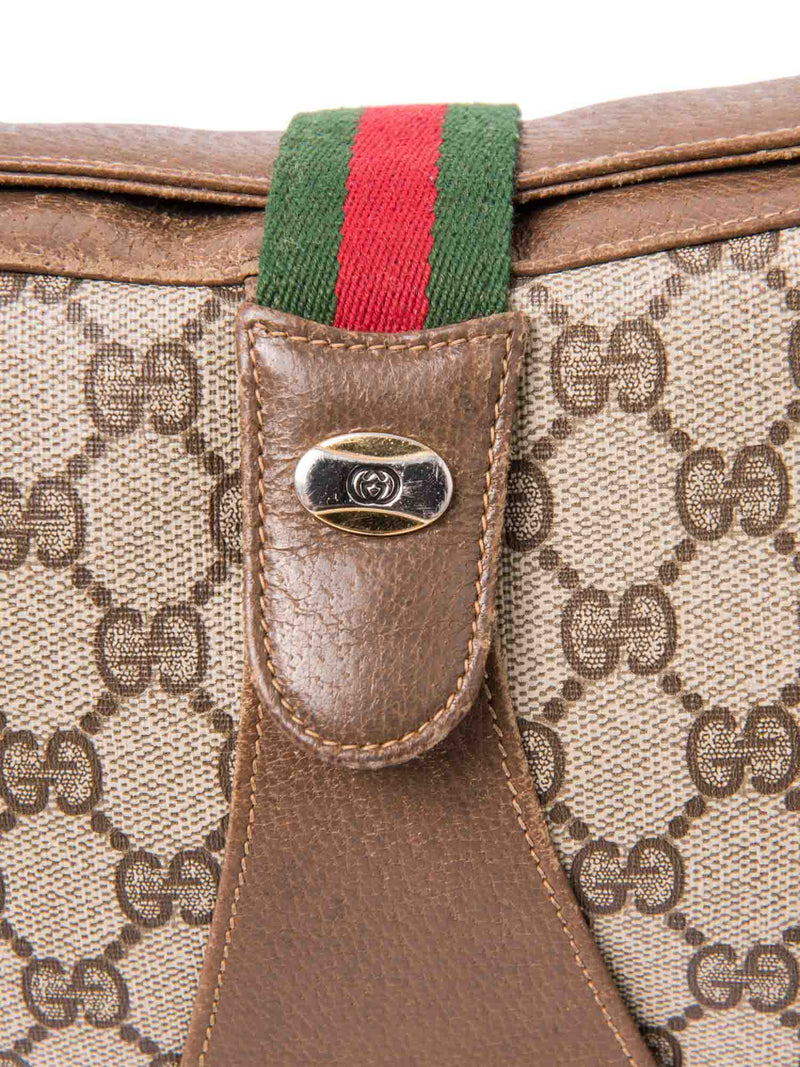 Gucci GG Logo Webstripe Messenger Bag Brown-designer resale