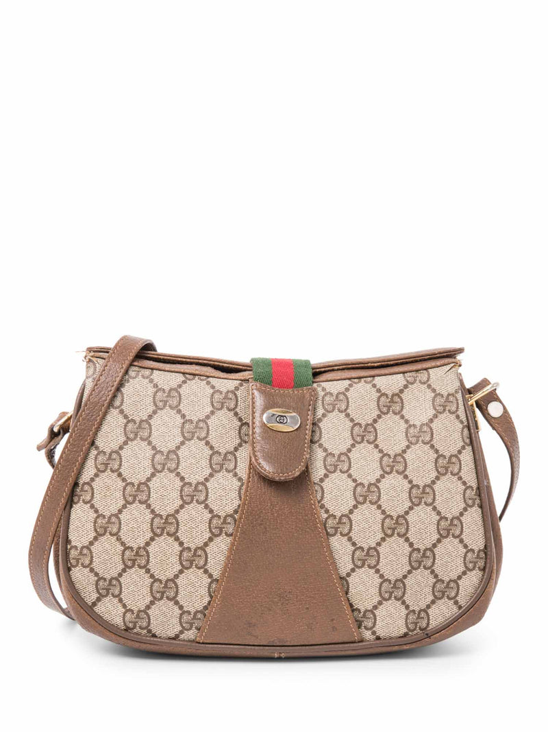 Gucci GG Logo Webstripe Messenger Bag Brown-designer resale