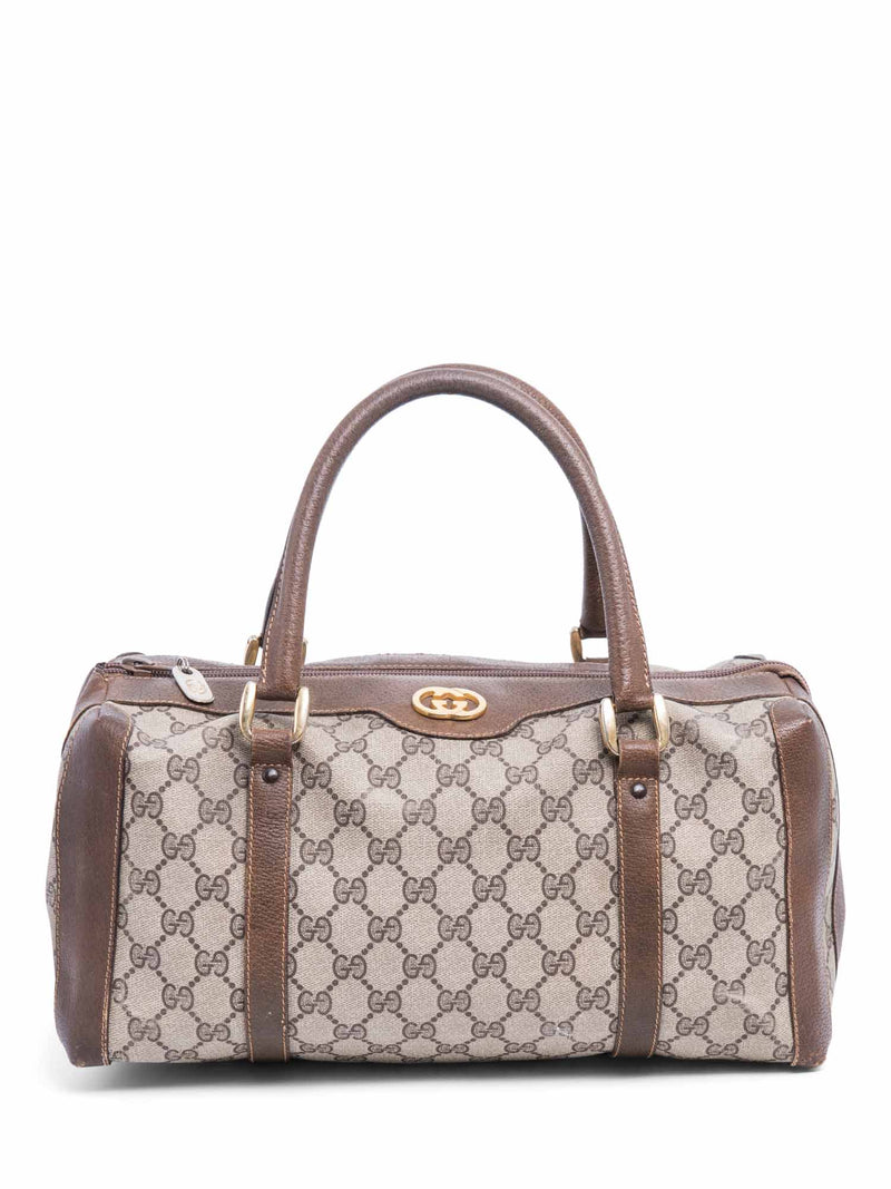 Gucci GG Supreme Boston Bag Brown Gold-designer resale