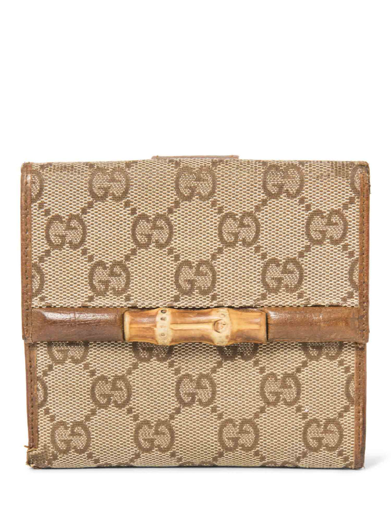 Gucci GG Supreme Canvas Bamboo Wallet Brown-designer resale