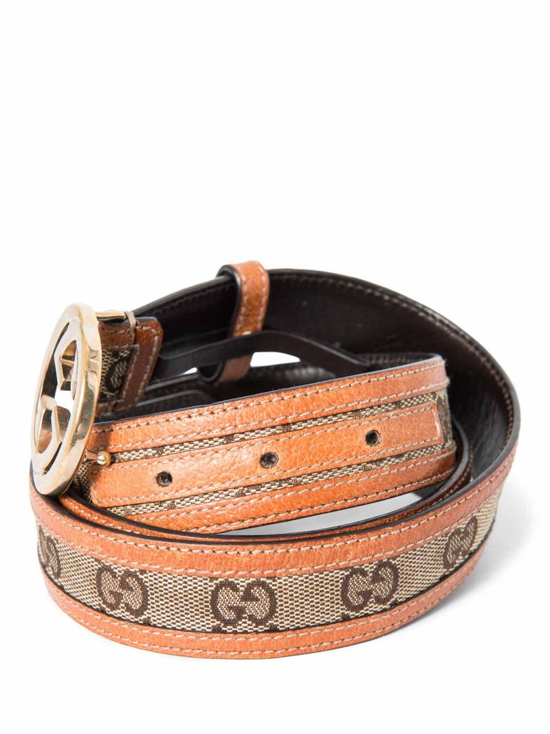 Gucci GG Supreme Canvas Leather Belt Brown-designer resale