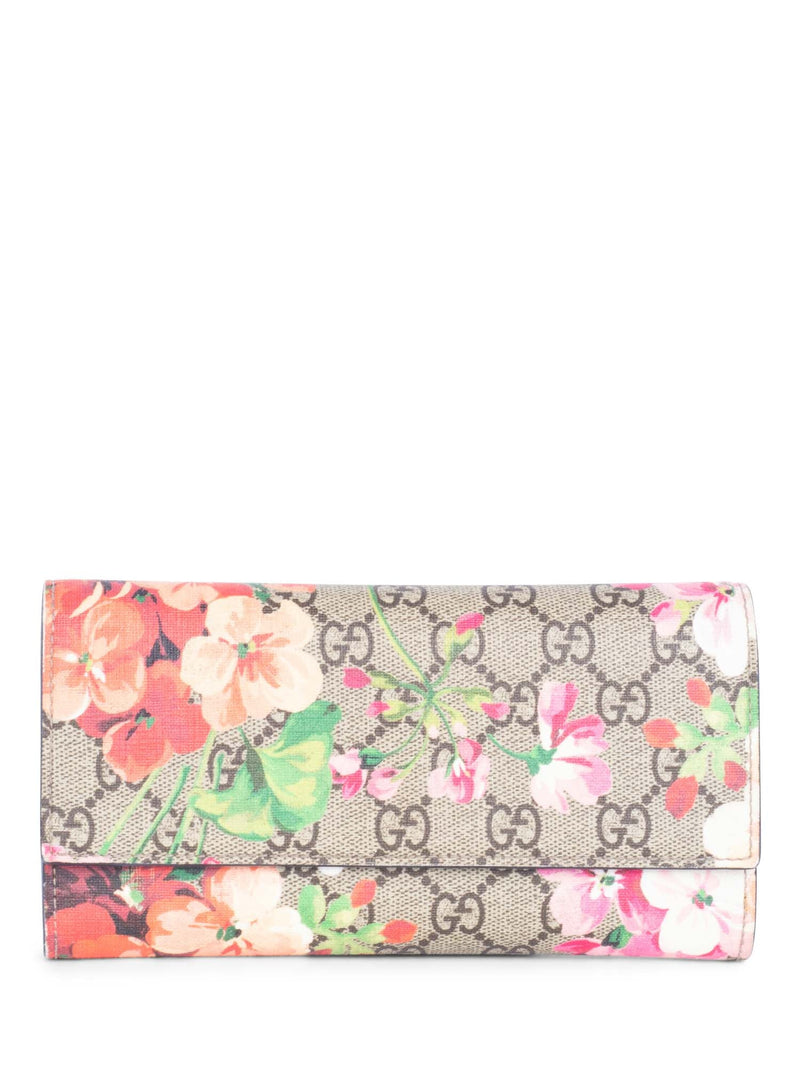 Gucci GG Supreme Hydrangea Blooms Flap Wallet Brown Multicolor-designer resale