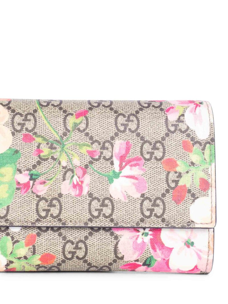 Gucci GG Supreme Hydrangea Blooms Flap Wallet Brown Multicolor-designer resale