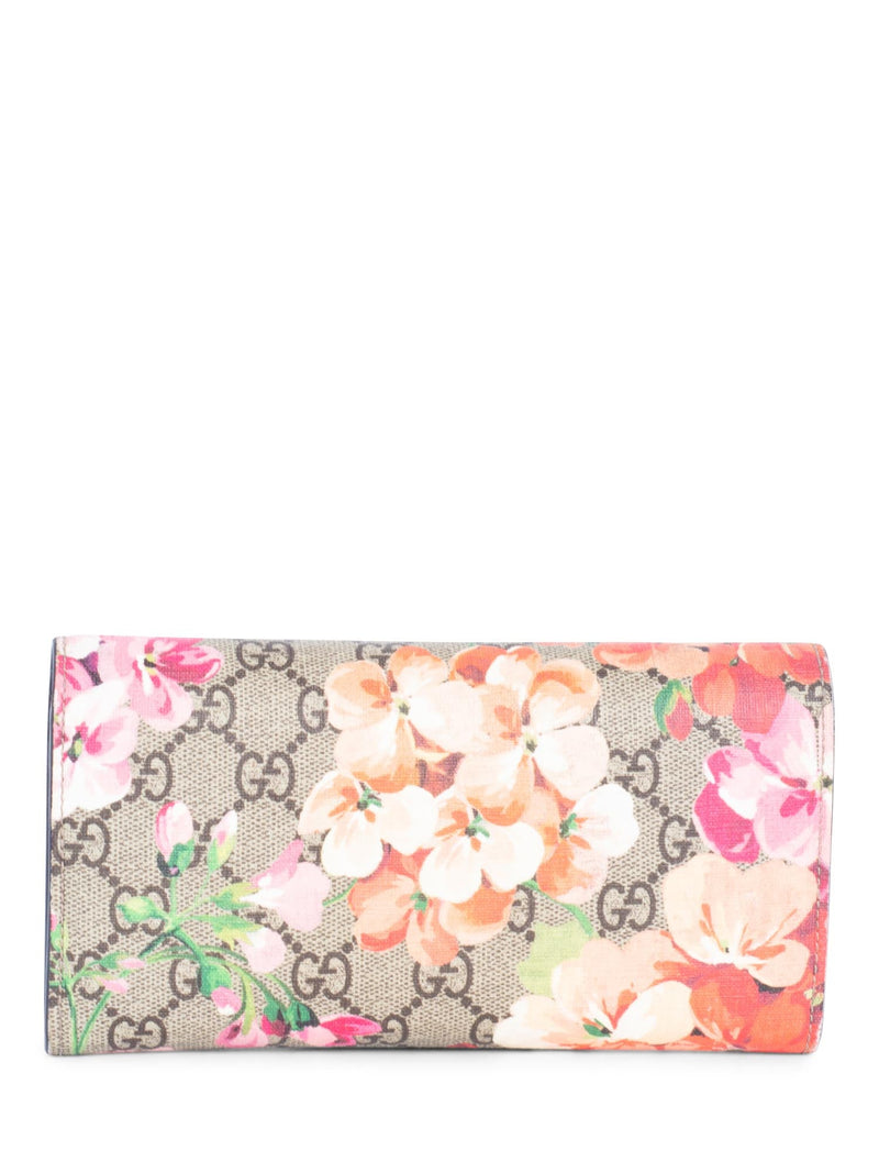 Gucci GG Supreme Hydrangea Blooms Flap Wallet Brown Multicolor-designer resale