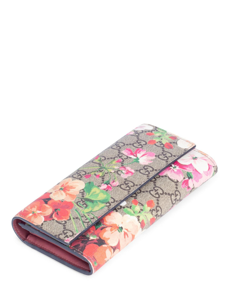 Gucci GG Supreme Hydrangea Blooms Flap Wallet Brown Multicolor-designer resale