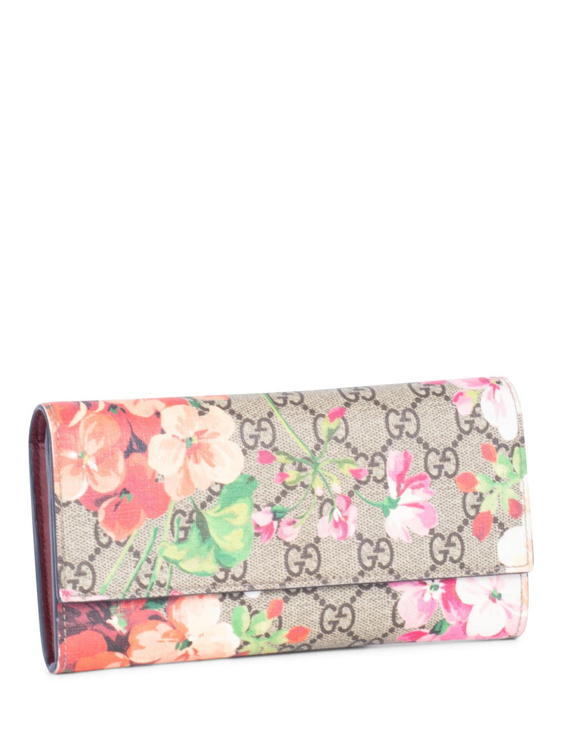 Gucci GG Supreme Hydrangea Blooms Flap Wallet Brown Multicolor-designer resale