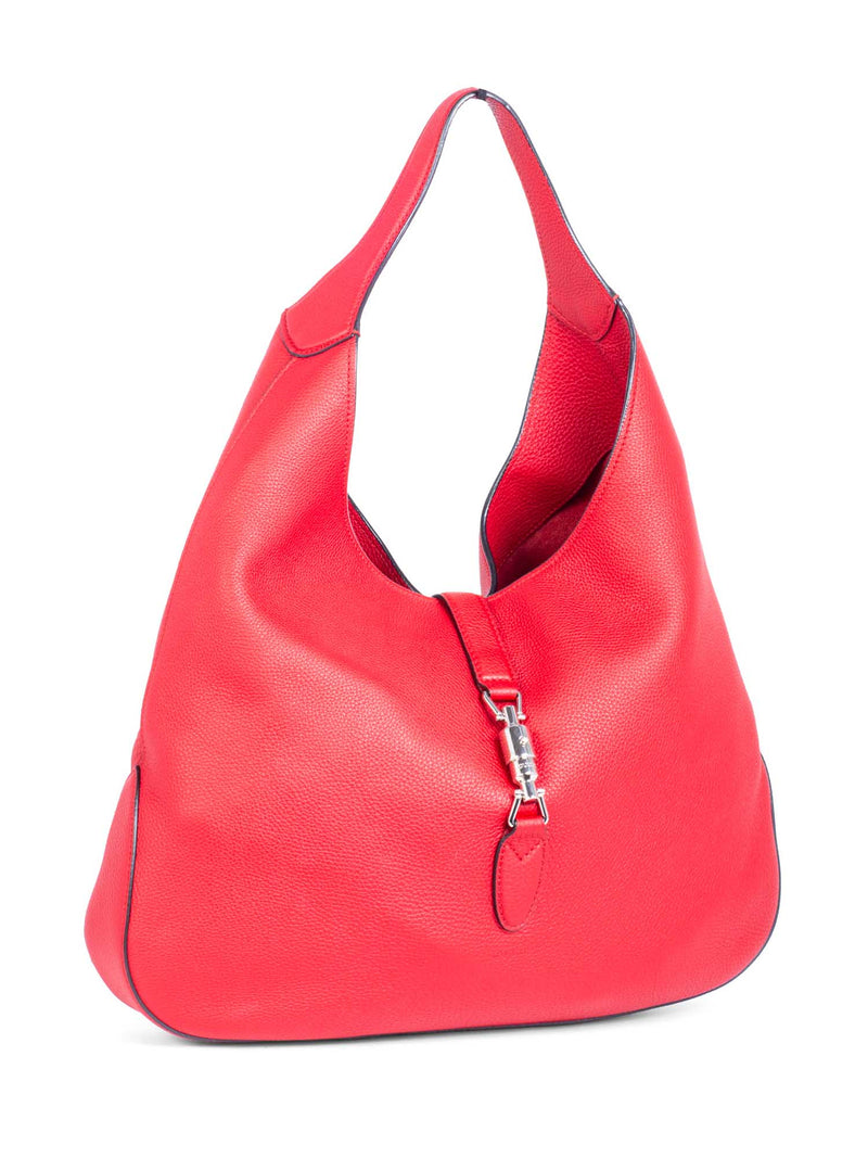 Gucci Leather Horsebit Large Jackie Hobo Bag Wallet Red-designer resale