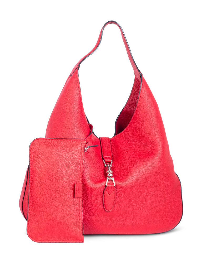 Gucci Leather Horsebit Large Jackie Hobo Bag Wallet Red-designer resale
