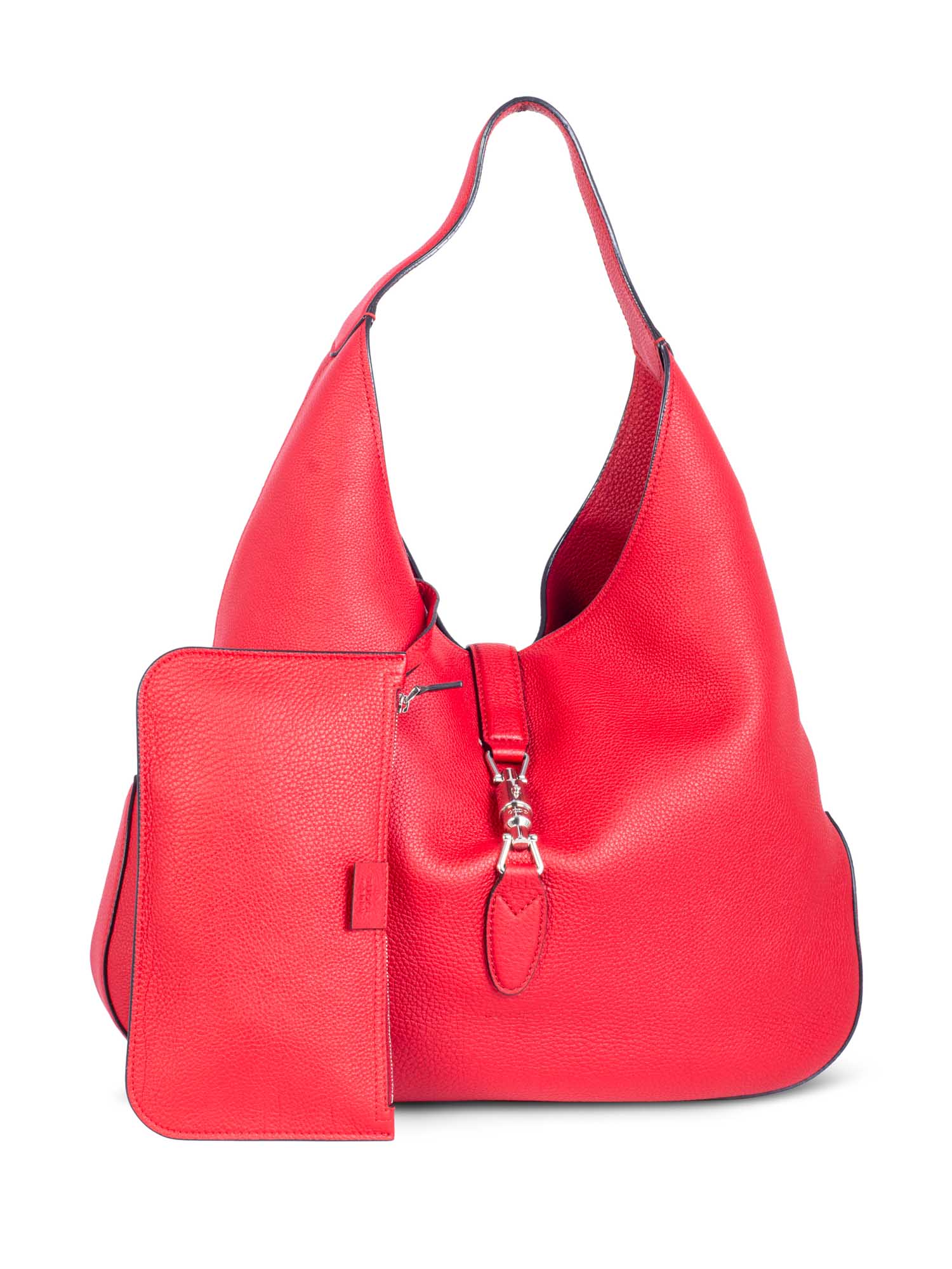 Gucci Leather Horsebit Large Jackie Hobo Bag Wallet Red