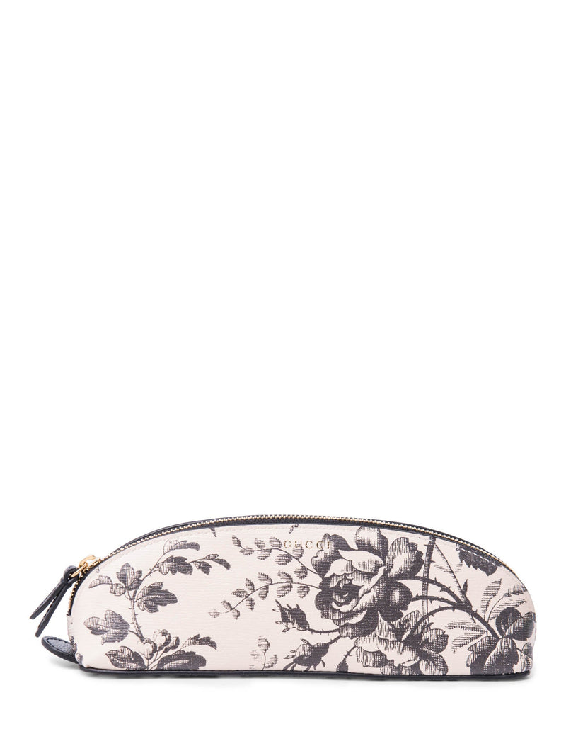 Gucci Logo Leather Floral Clutch Ivory Black-designer resale