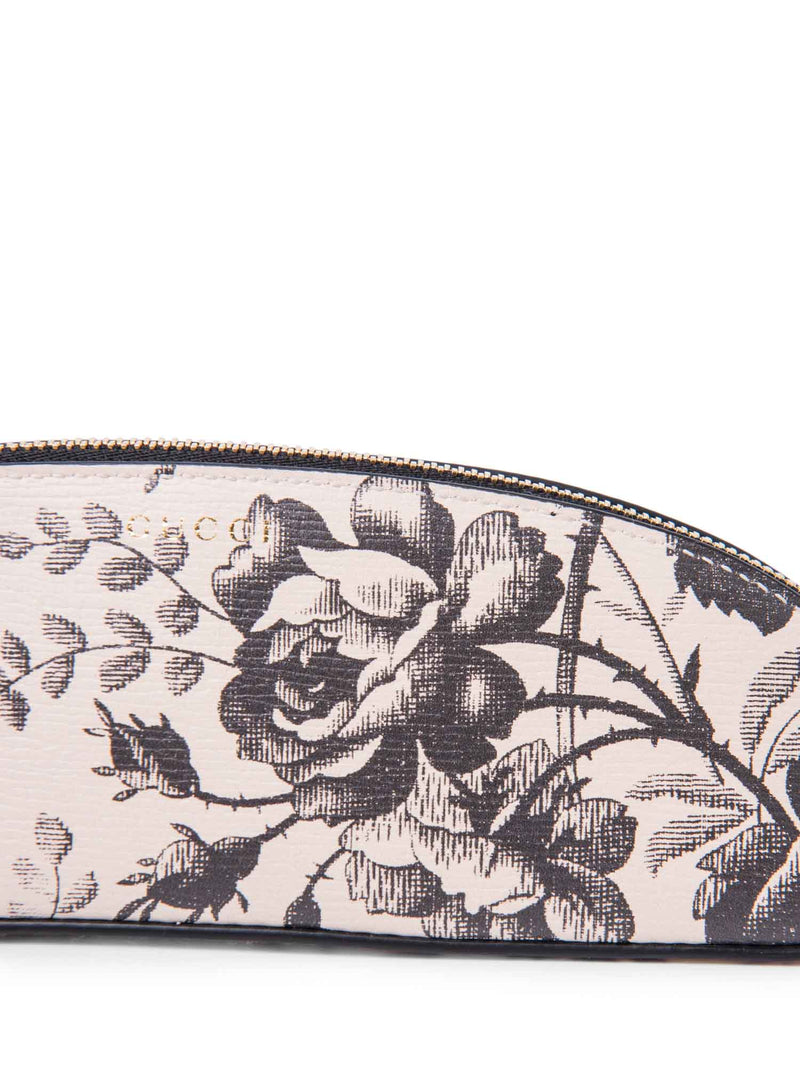 Gucci Logo Leather Floral Clutch Ivory Black-designer resale