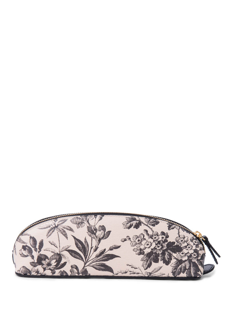 Gucci Logo Leather Floral Clutch Ivory Black-designer resale