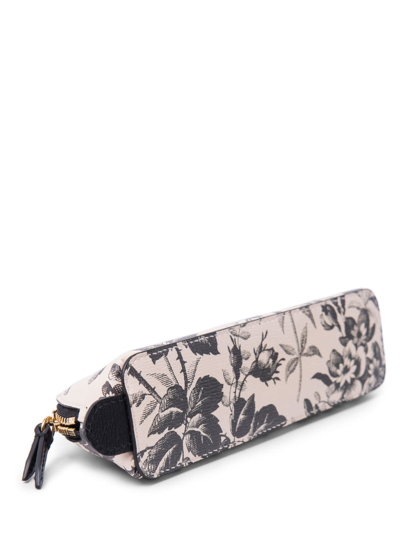 Gucci Logo Leather Floral Clutch Ivory Black-designer resale