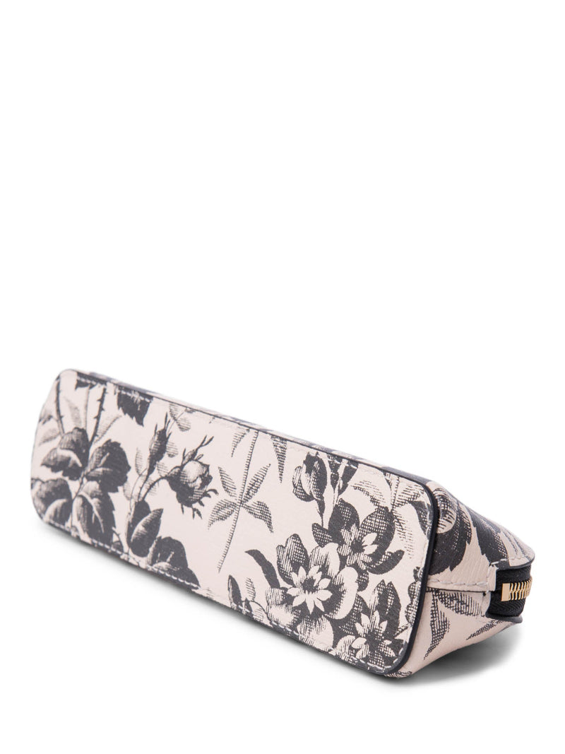 Gucci Logo Leather Floral Clutch Ivory Black-designer resale