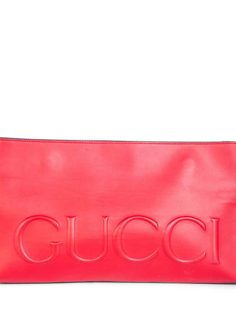 Gucci Logo Leather Large Clutch Red-designer resale