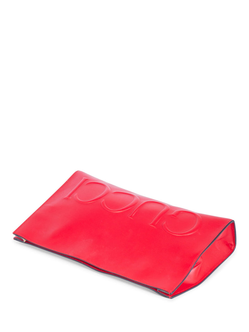 Gucci Logo Leather Large Clutch Red-designer resale