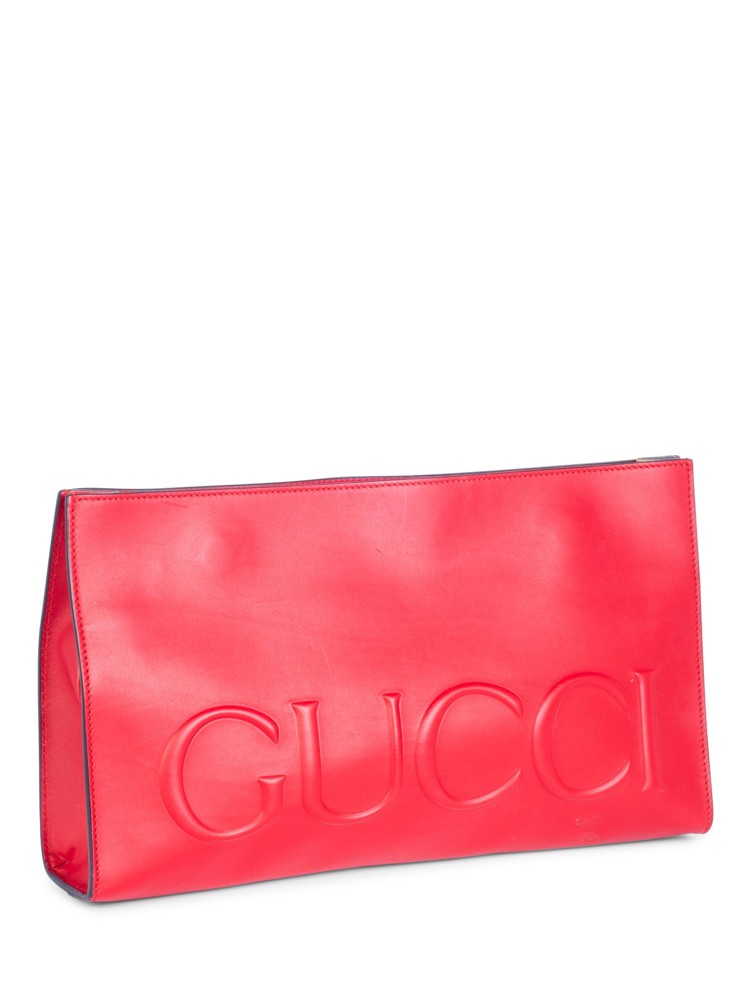 Gucci Logo Leather Large Clutch Red-designer resale