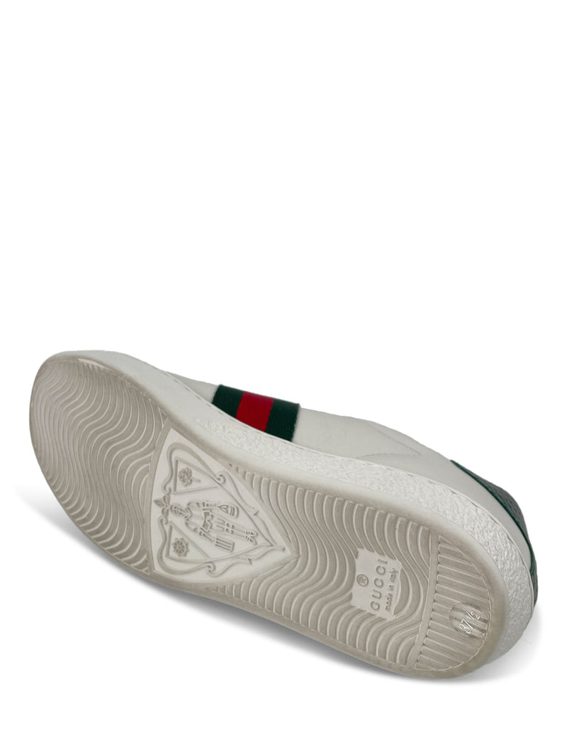 Gucci Logo Leather Web Stripe Bee Sneakers White-designer resale