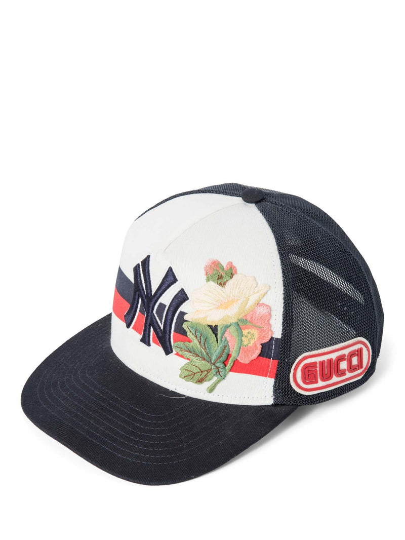 Gucci Logo New York Yankees Baseball Hat Navy White-designer resale