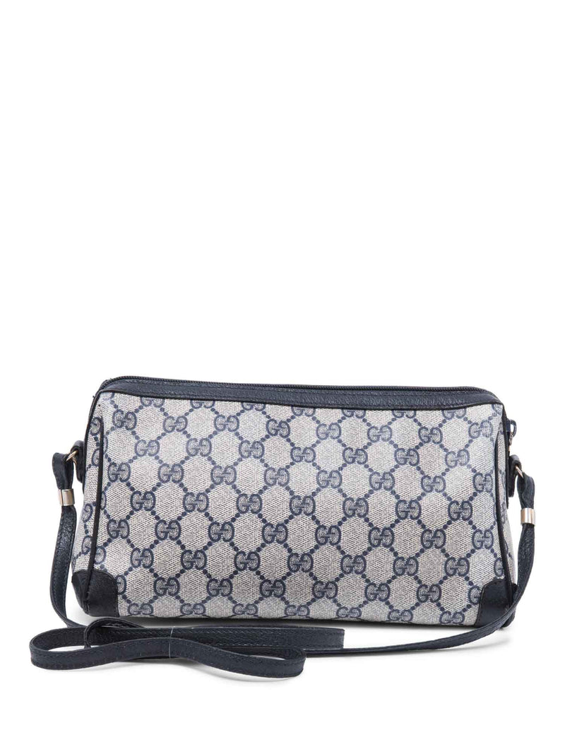 Gucci Vintage GG Supreme Messenger Bag Grey Navy Blue-designer resale