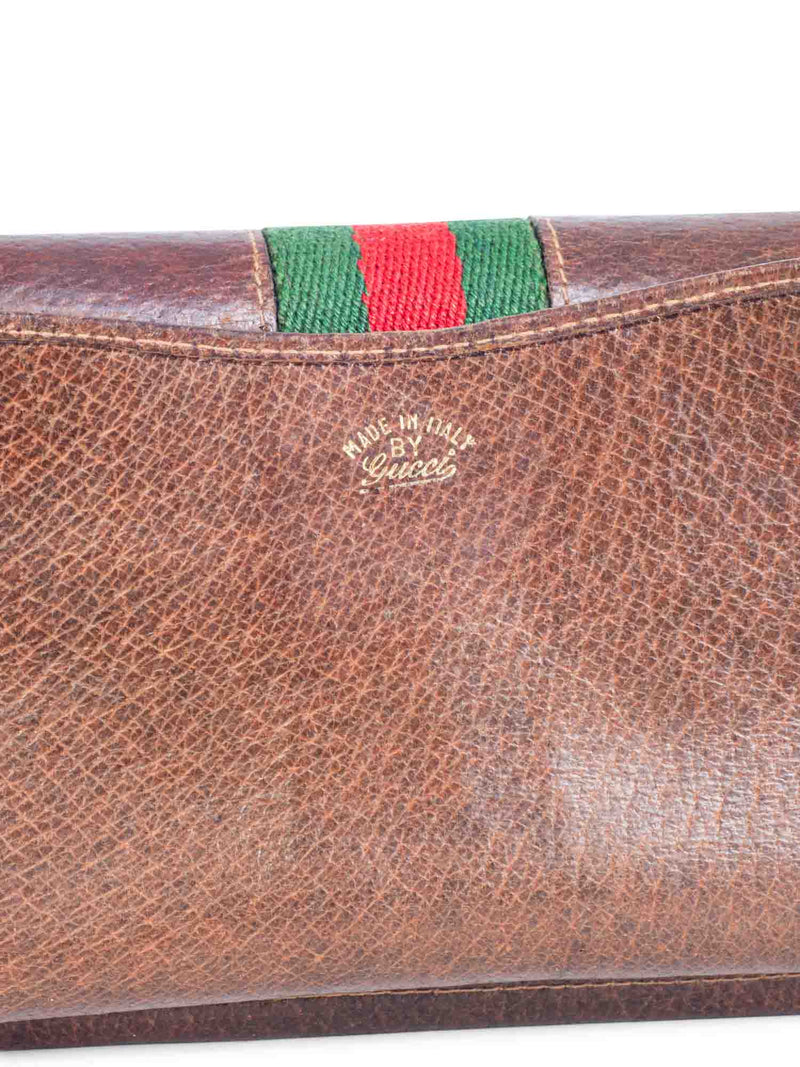 Gucci Webstripe Leather Horsebit Long Wallet Brown-designer resale