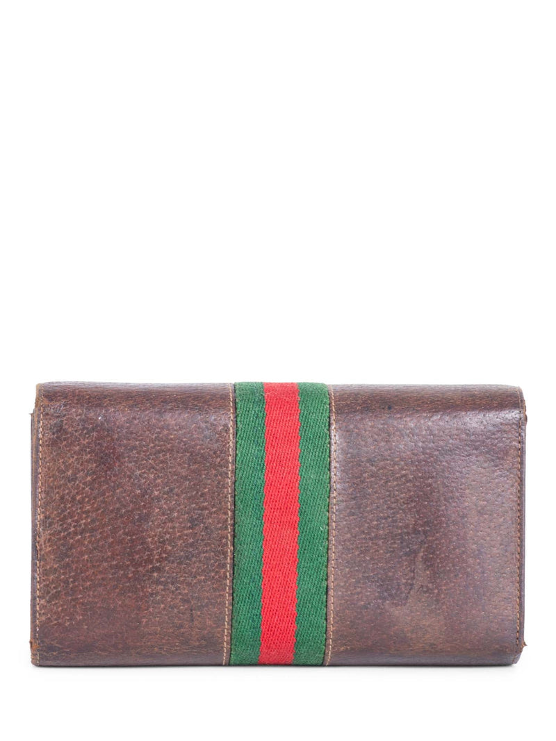 Gucci Webstripe Leather Horsebit Long Wallet Brown-designer resale