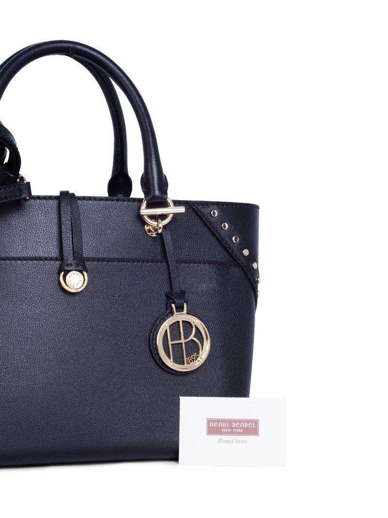 Henri Bendel Logo Studded Top Handle Shopper Bag Black-designer resale