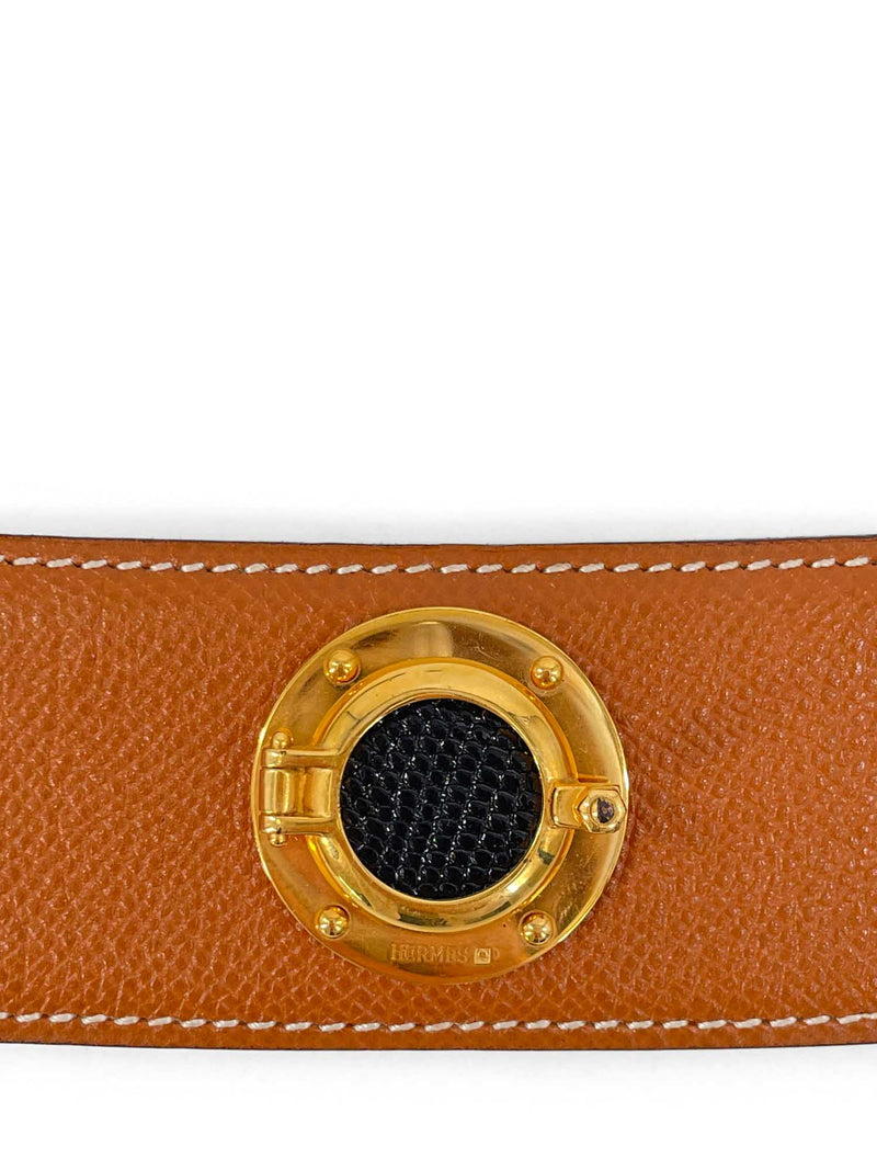 Hermes Epsom Leather Nautical Belt Brown Black-designer resale