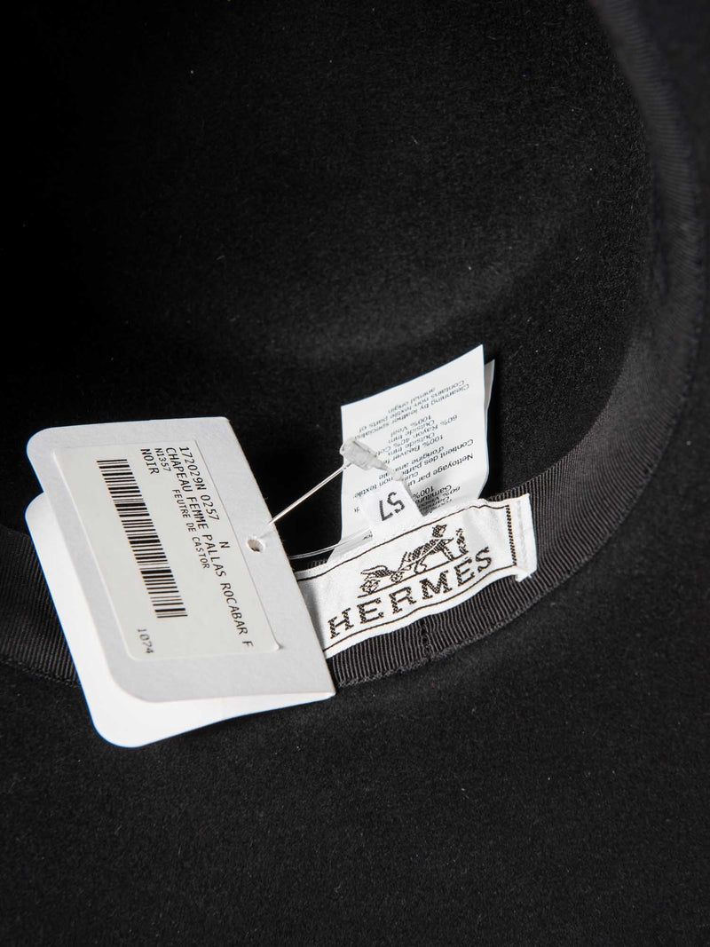 Hermes Felt Leather Buckle Fedora Hat Black-designer resale