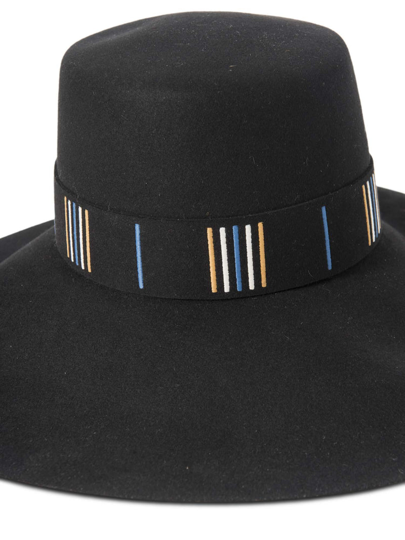 Hermes Felt Leather Buckle Fedora Hat Black-designer resale