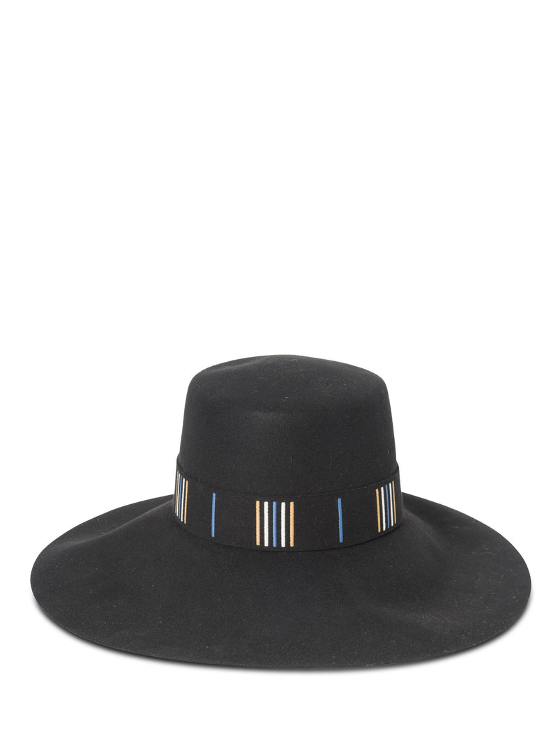 Hermes Felt Leather Buckle Fedora Hat Black-designer resale